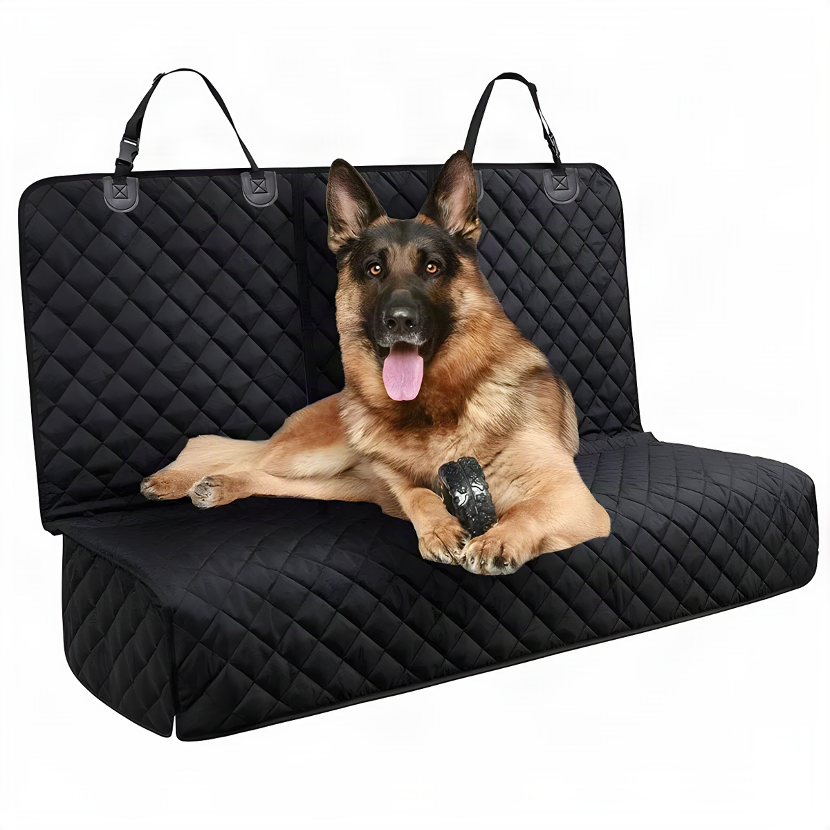 Black quilted back seat bench cover for dogs