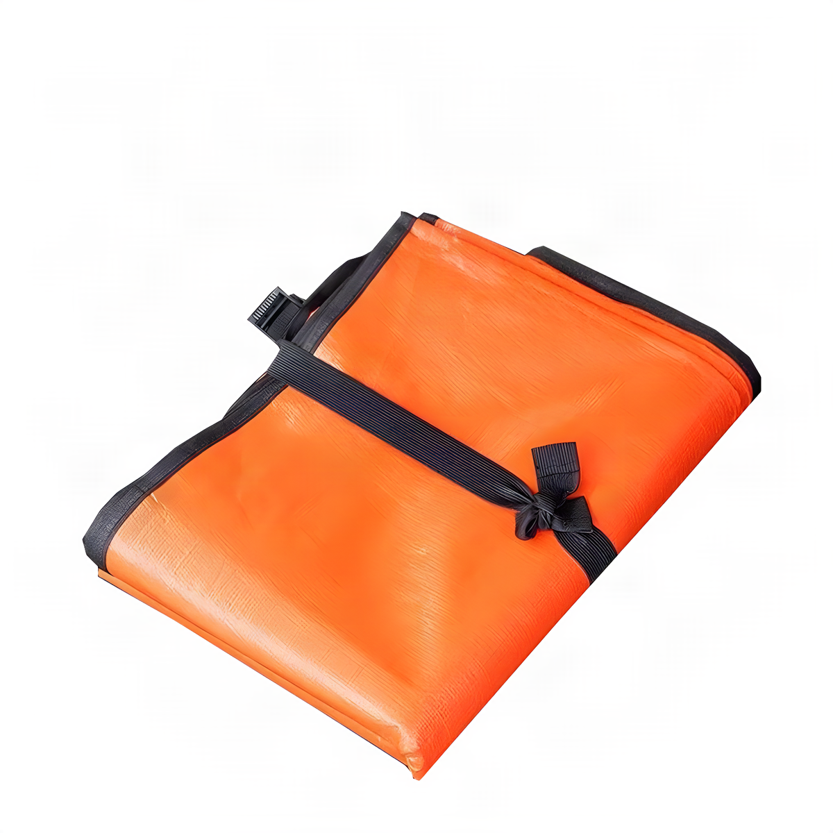 Reversible boot liner folded with orange side up and strap fastening