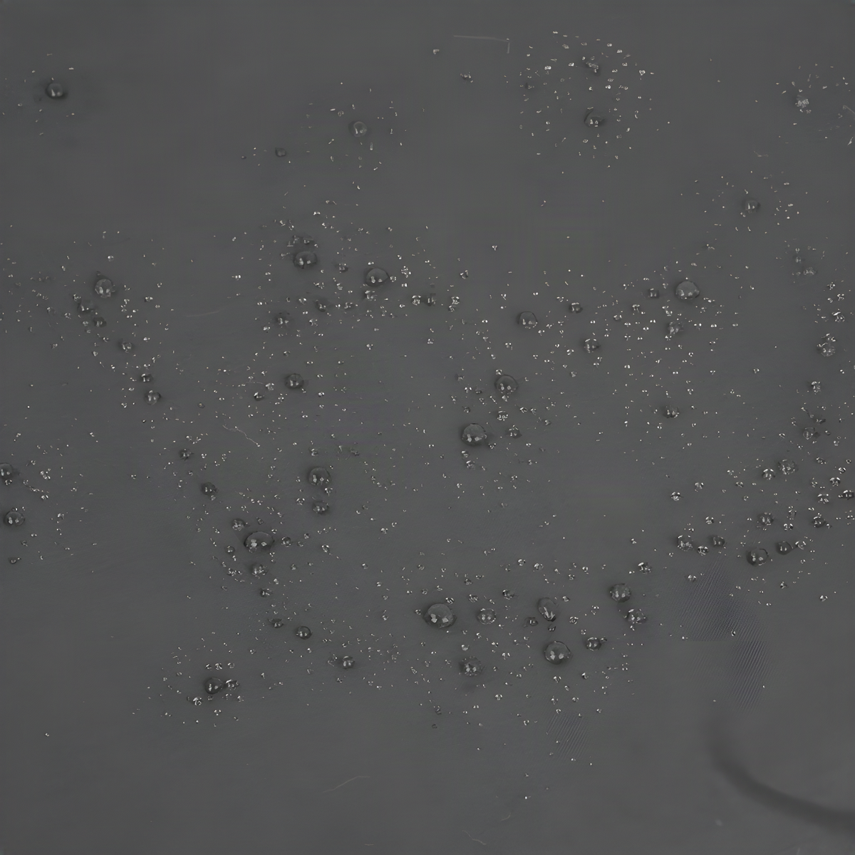 Water droplets beading on the water-resistant crate cover fabric
