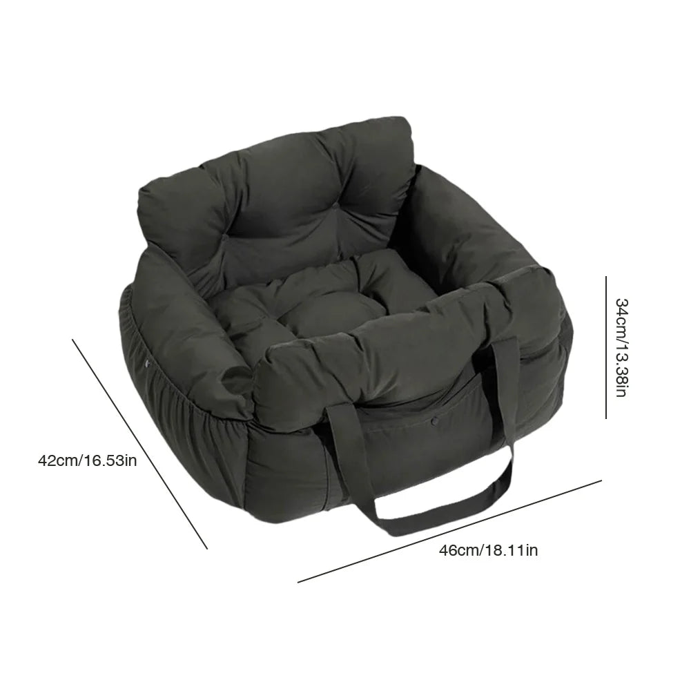 Olive green booster car seat bed dimensions: 46 x 42 x 34cm