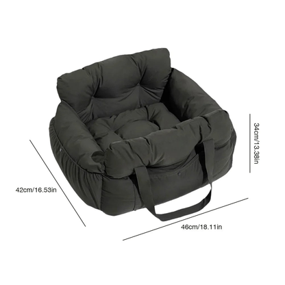 Olive green booster car seat bed dimensions: 46 x 42 x 34cm