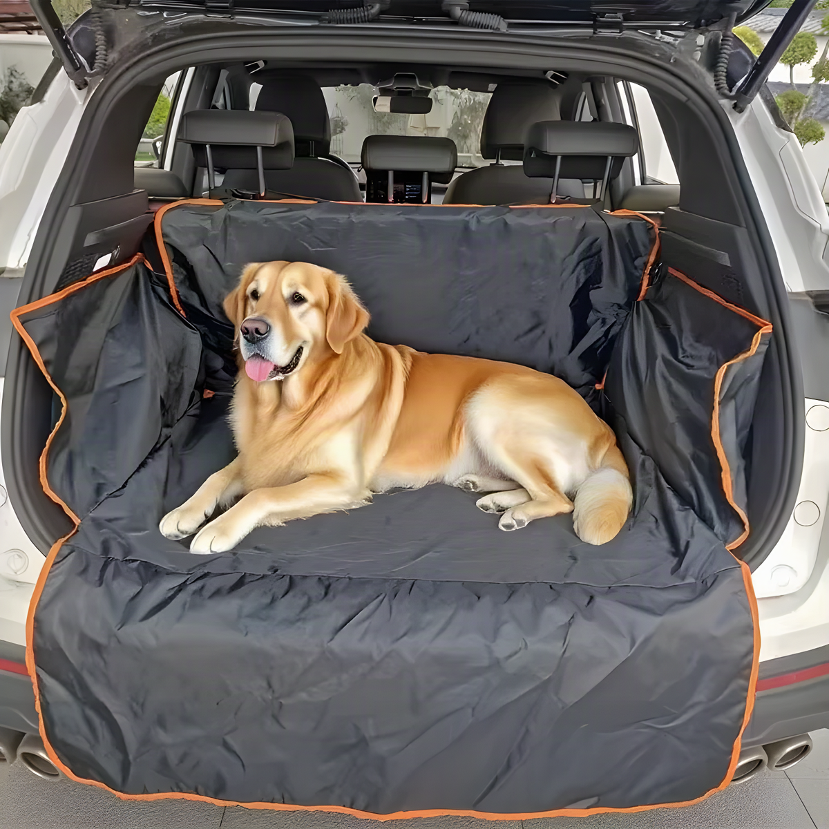SUV boot liner for dogs with side walls and bumper flap